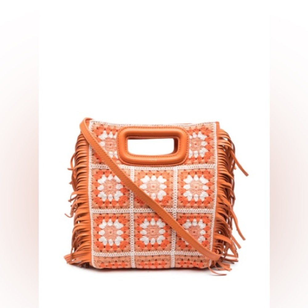 Maje Seventies Crochet Tote Bag in Jaune/Oranges